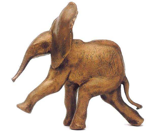 Hans Joachim Ihle, Junger stürmender Elefant, 1968, Bronze, H 19 cm L 20 cm_groß