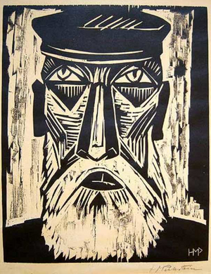 Max Pechstein, Fischerkopf IX, 1921, Holzschnitt, Privatbesitz