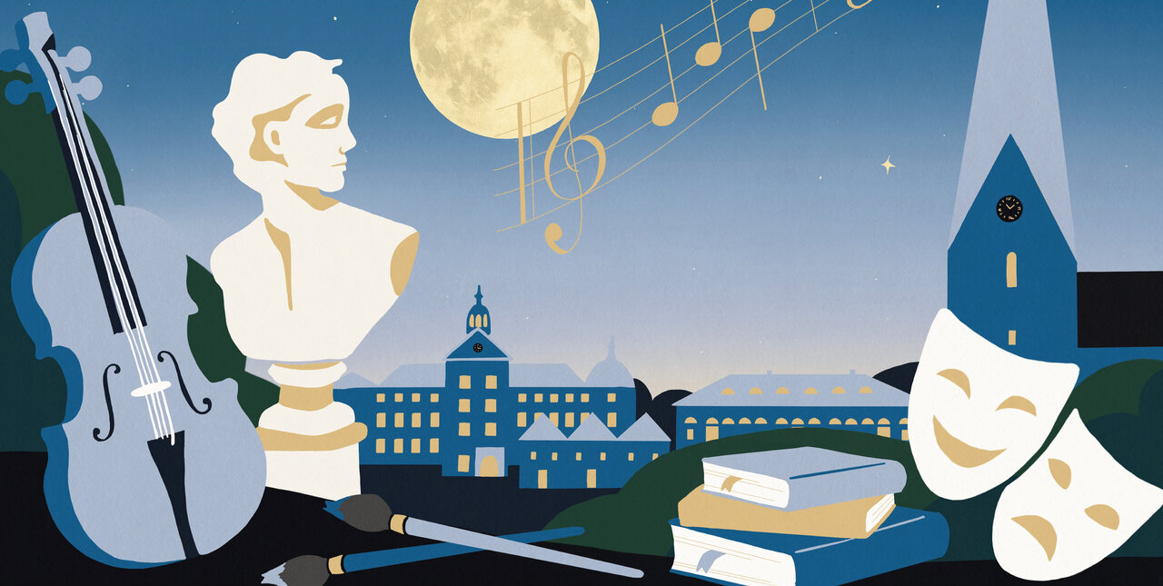 Bild von Plakat und Banner für Ausstellungsankündigung "Kultur. Nacht.Eutin