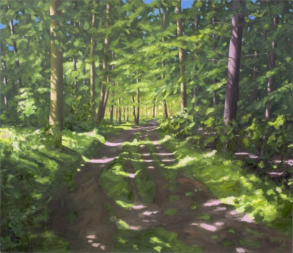 Waldweg Gelting, 2025, Öl auf Leinwand © Hermann Reimer