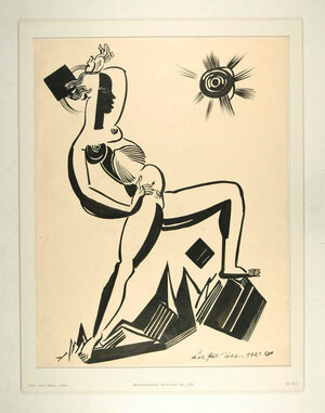 Bild von Ausstellungsexponat Karl Peter Röhl -  (Gipfelstürmender weiblicher Akt), 1921, Pinsel und Tusche auf Papier