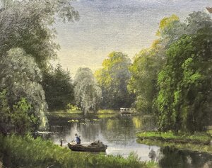 Wilhelm von Kobbe, Angler am Seeufer, o.D., Öl auf Leinwand