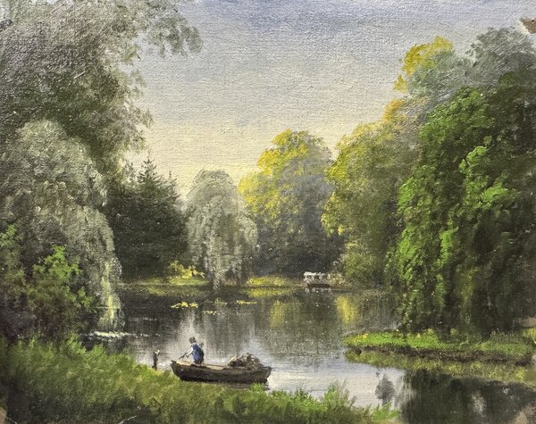 Wilhelm von Kobbe, Angler am Seeufer, o.D., Öl auf Leinwand